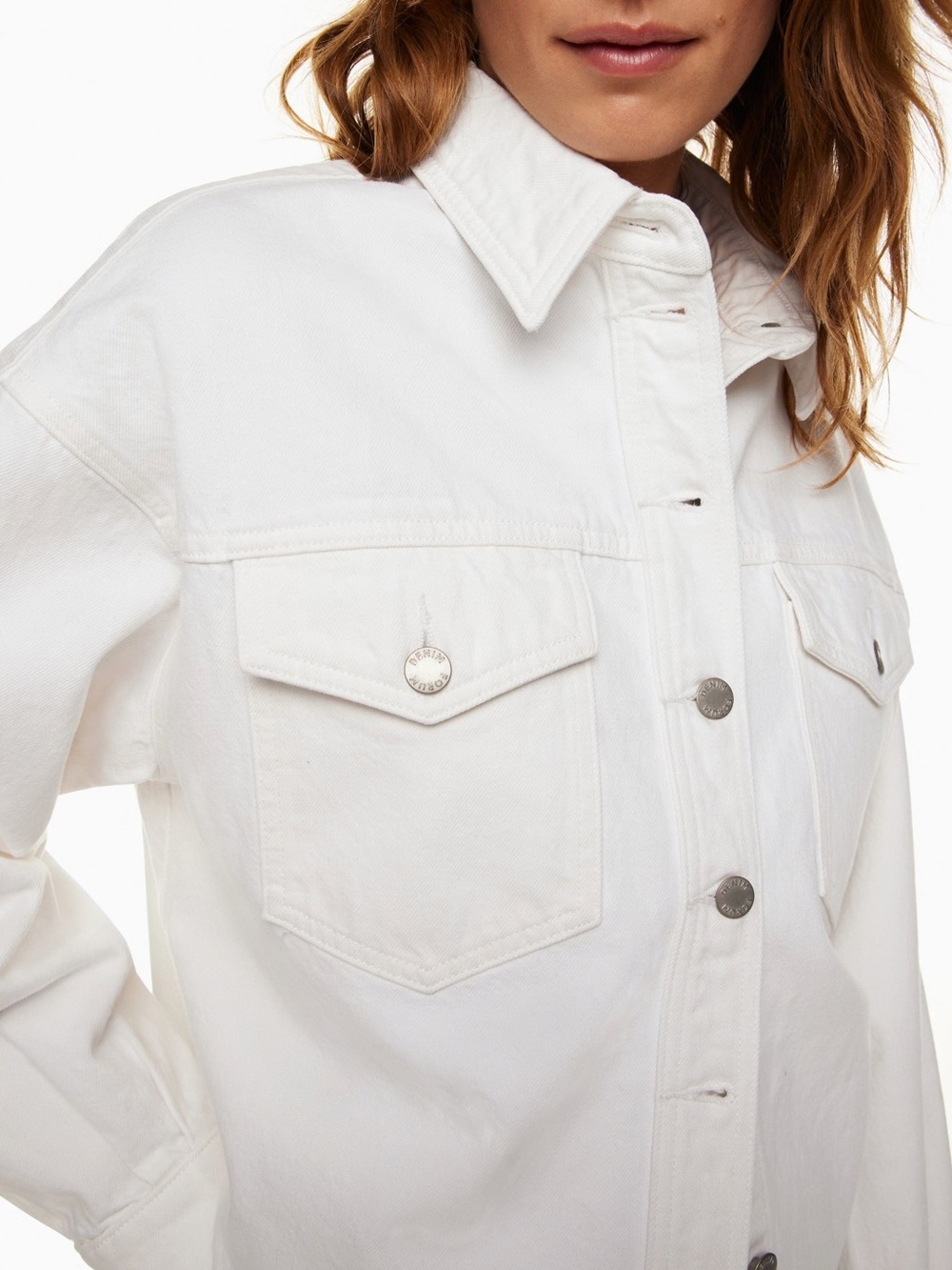 Denim Forum Nico Shirt Jacket in White size Small Western Denim Jean Jacket